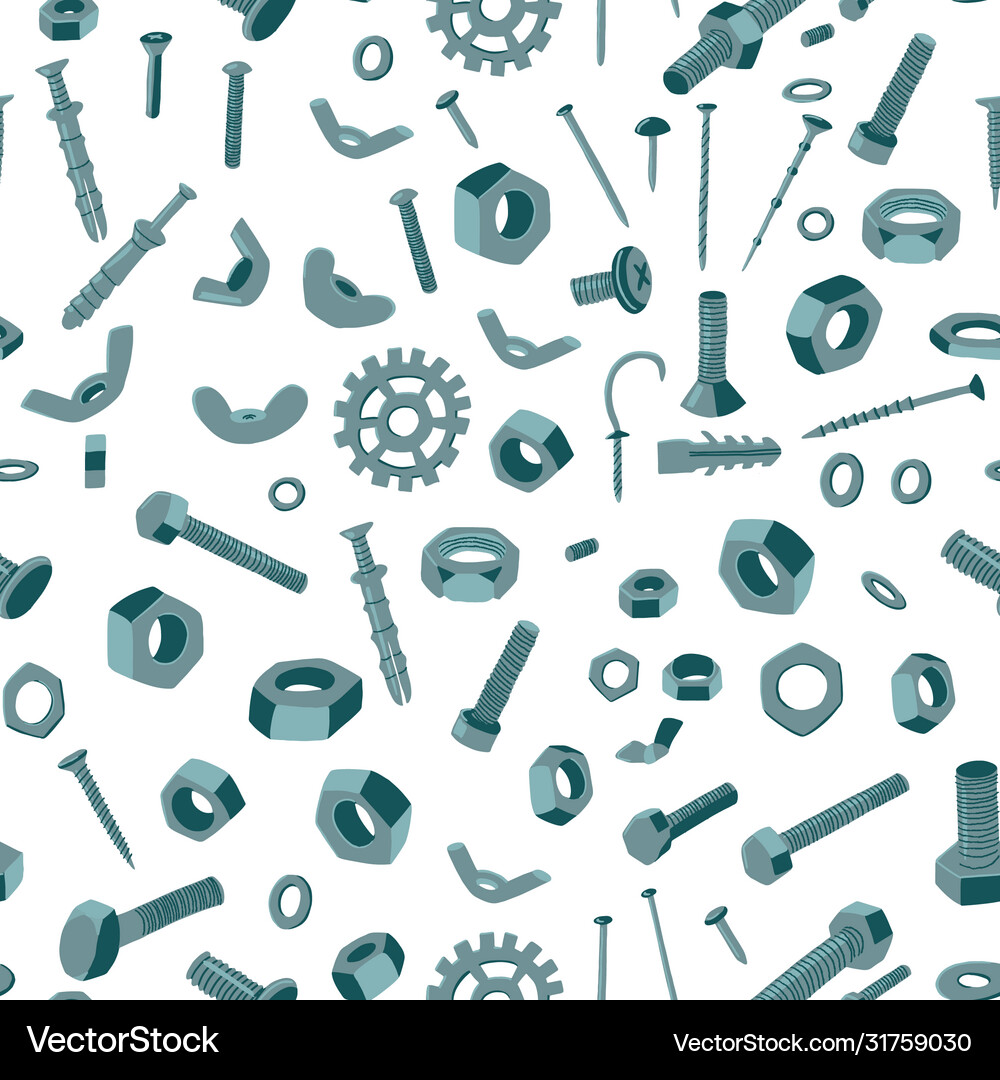 Metal fasteners seamless pattern screw nail Vector Image