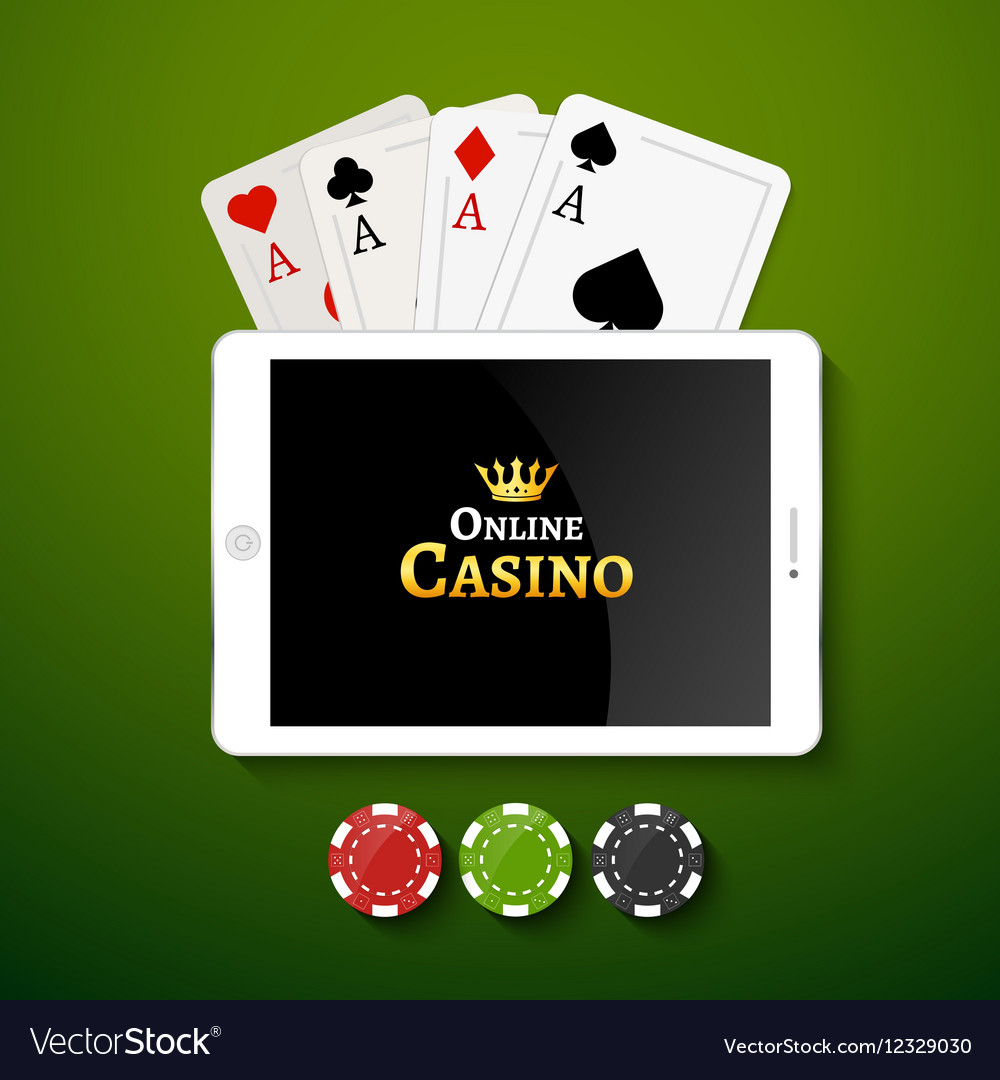 Online Casino Design Poster Banner Tablet With Vector Image