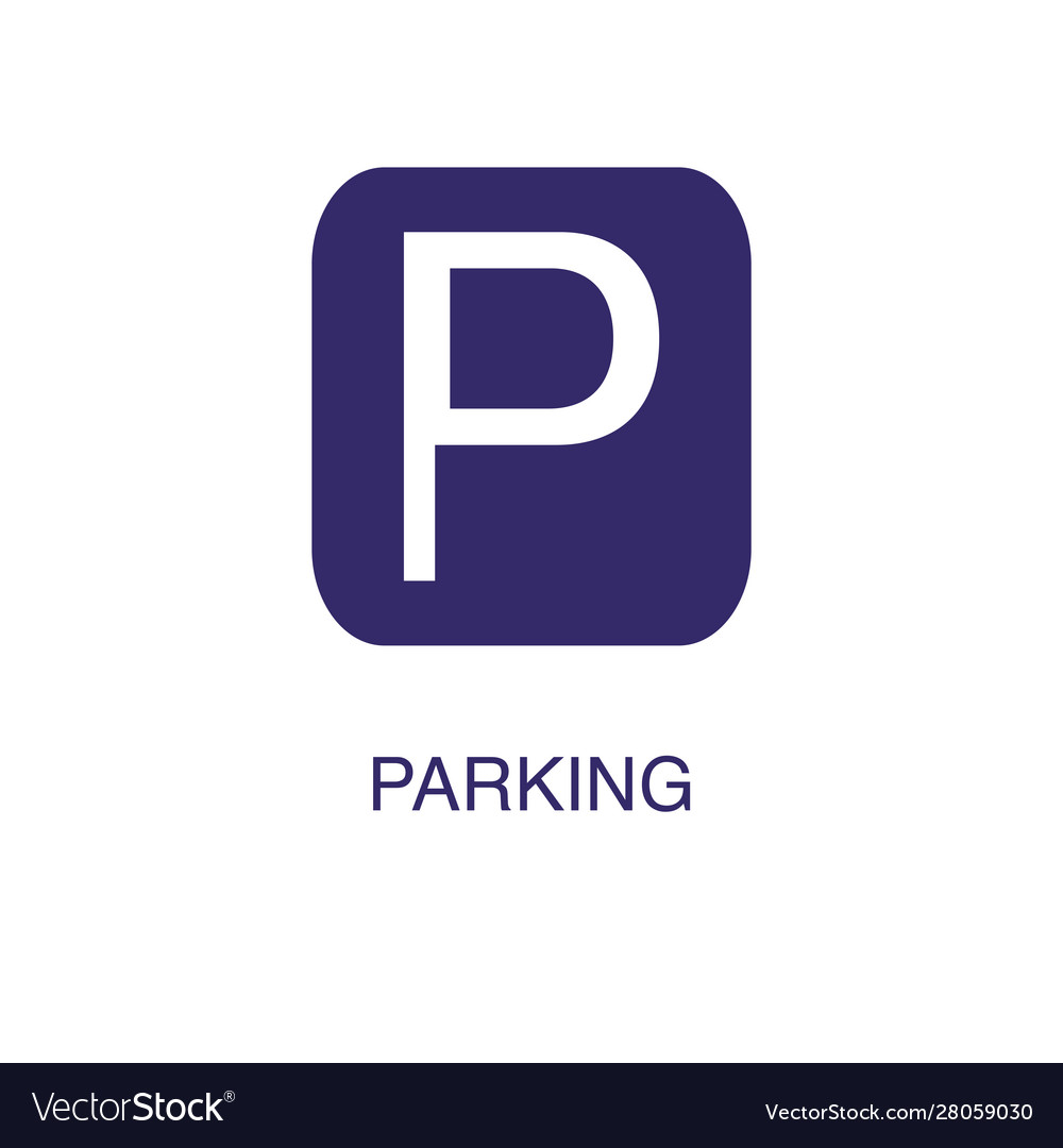 Parking element in flat simple style on white