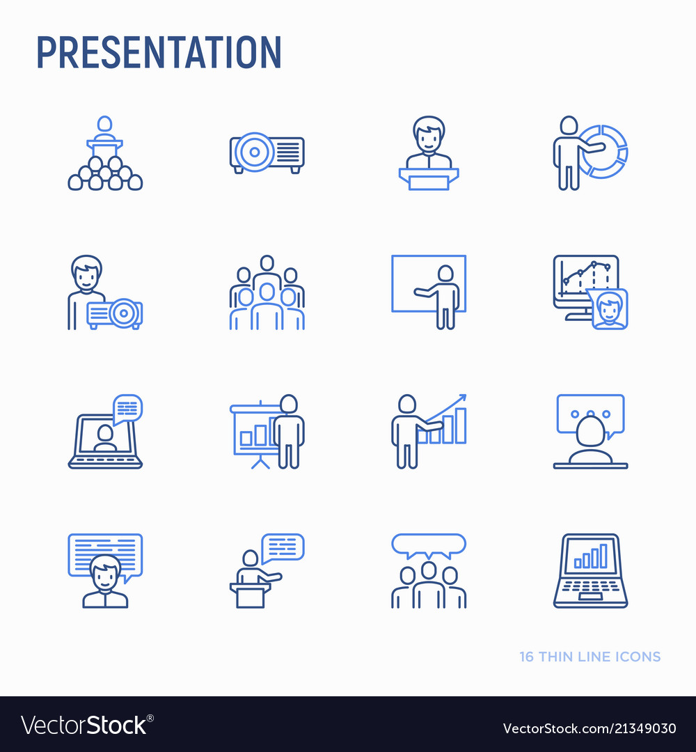 Presentation thin line icons set