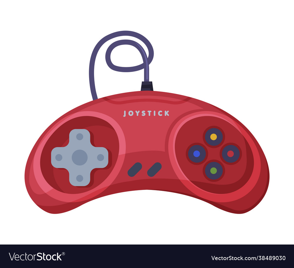 Red video game console controller joystick