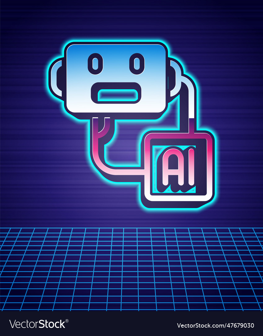 Retro style artificial intelligence robot icon Vector Image Retro style artificial intelligence robot icon