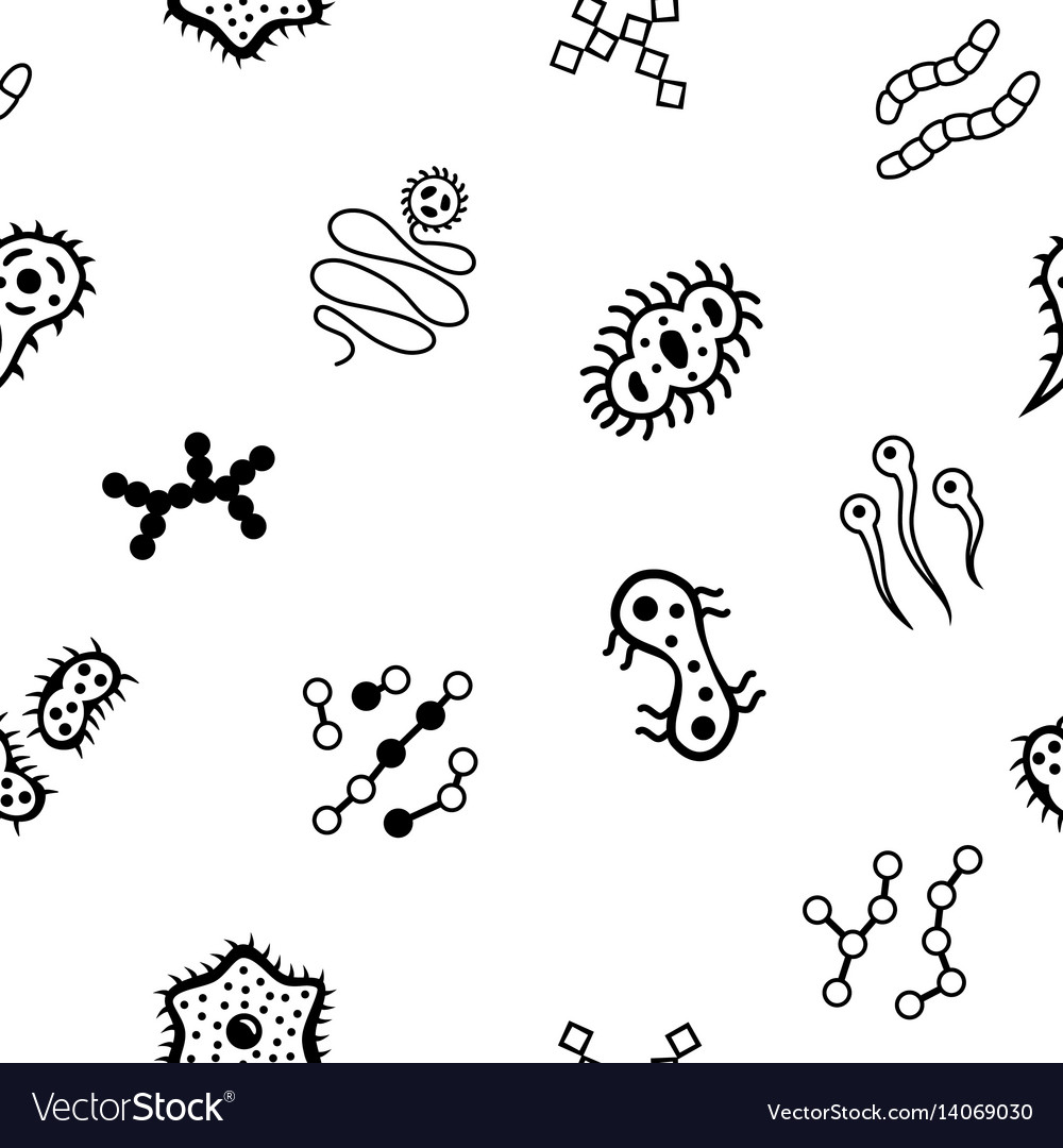 Seamless background of bacteria microbe virus