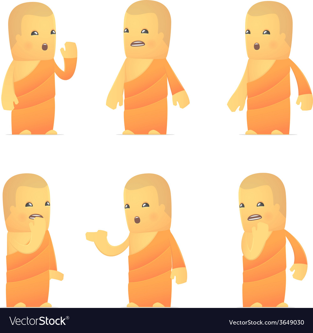 Set of monk character in different poses