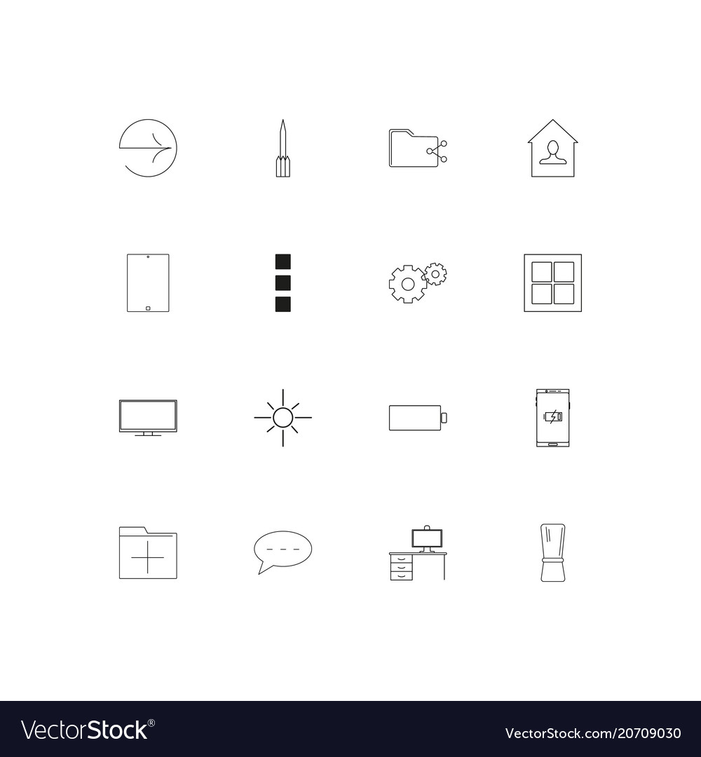 User interface simple linear icons set outlined