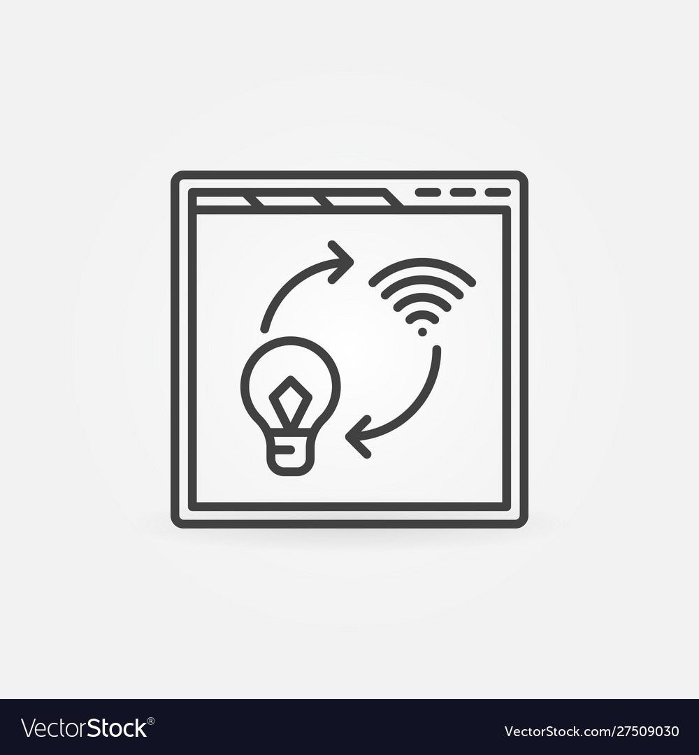 Web browser with light bulb and wifi outline icon