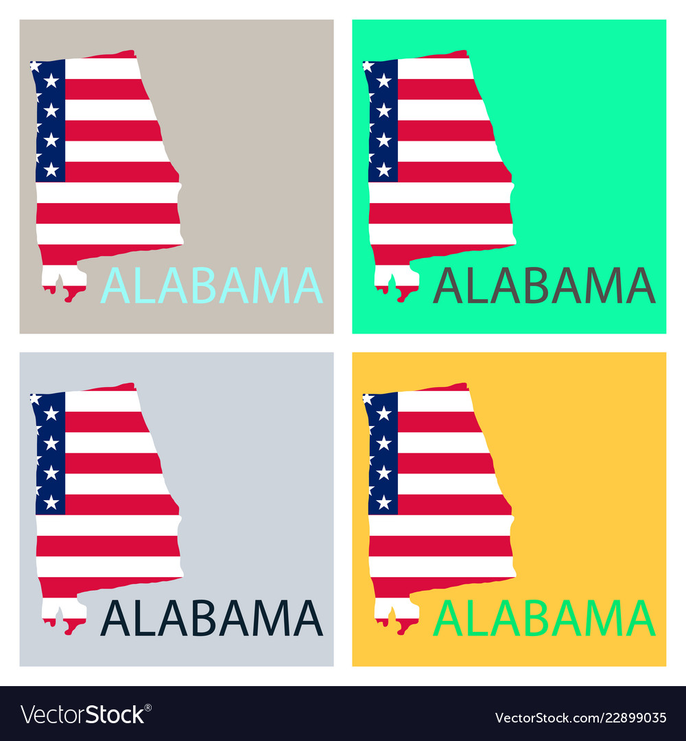 Alabama state of america with map flag print