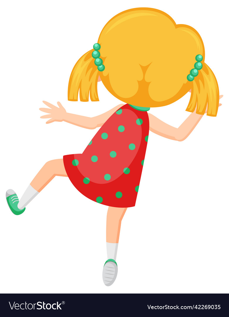 Back of a little girl cartoon character Royalty Free Vector