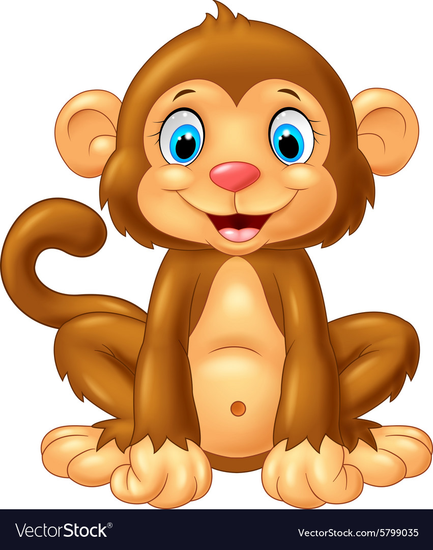 Cartoon cute monkey sitting on white background Vector Image