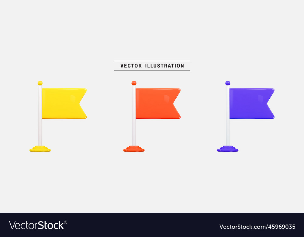 Flag with pole 3d icon render realistic design