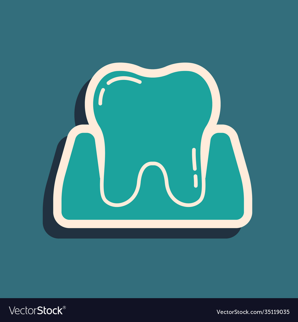 Green tooth icon isolated on background vector image Green tooth icon isolated on background