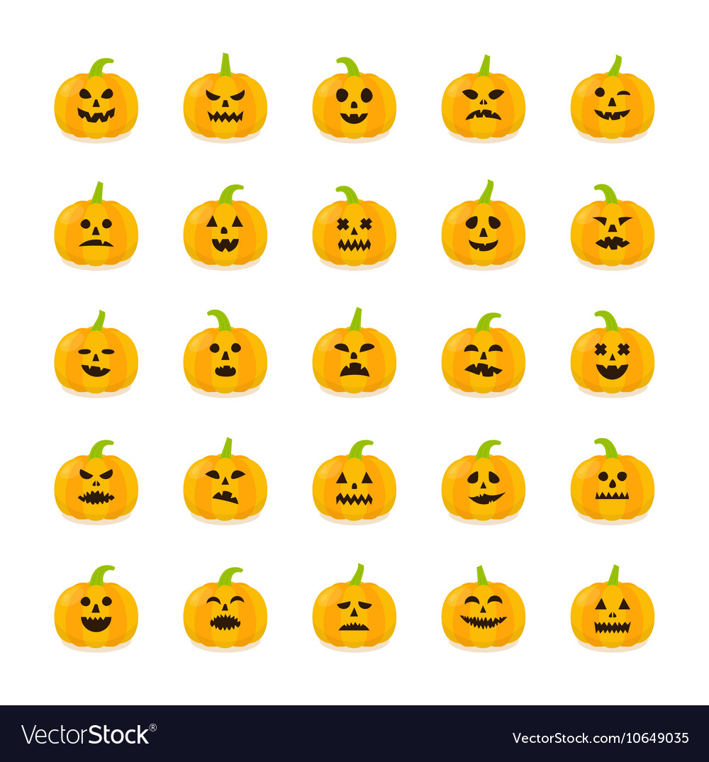 Halloween pumpkin stickers with different emotions