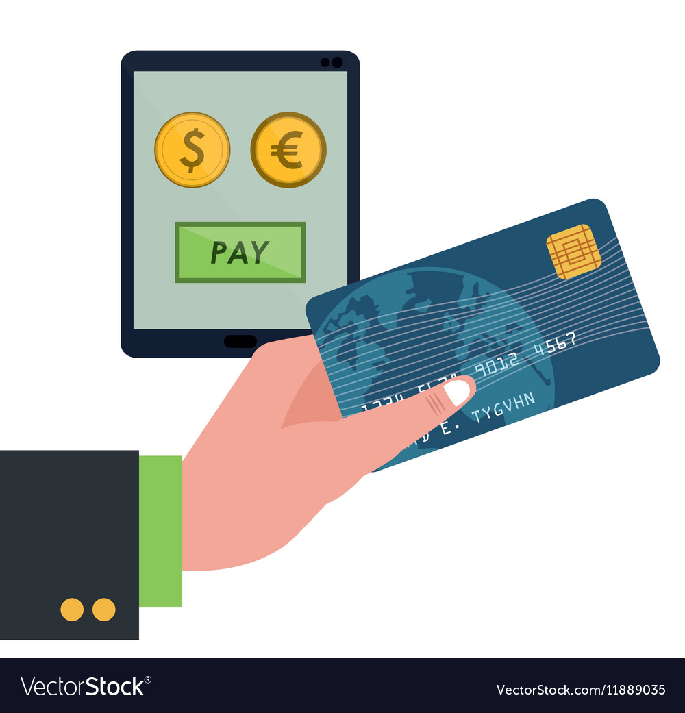 Hand holding credit card technology pay money