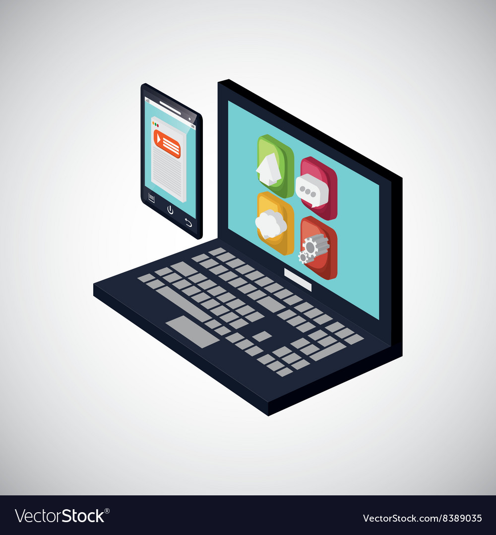 Icon of isometric laptop and tablet Royalty Free Vector