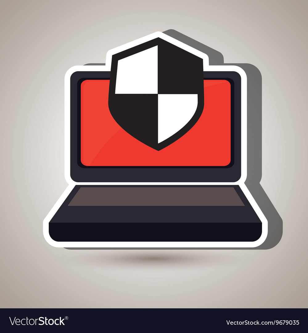 Laptop computer with shield isolated icon design