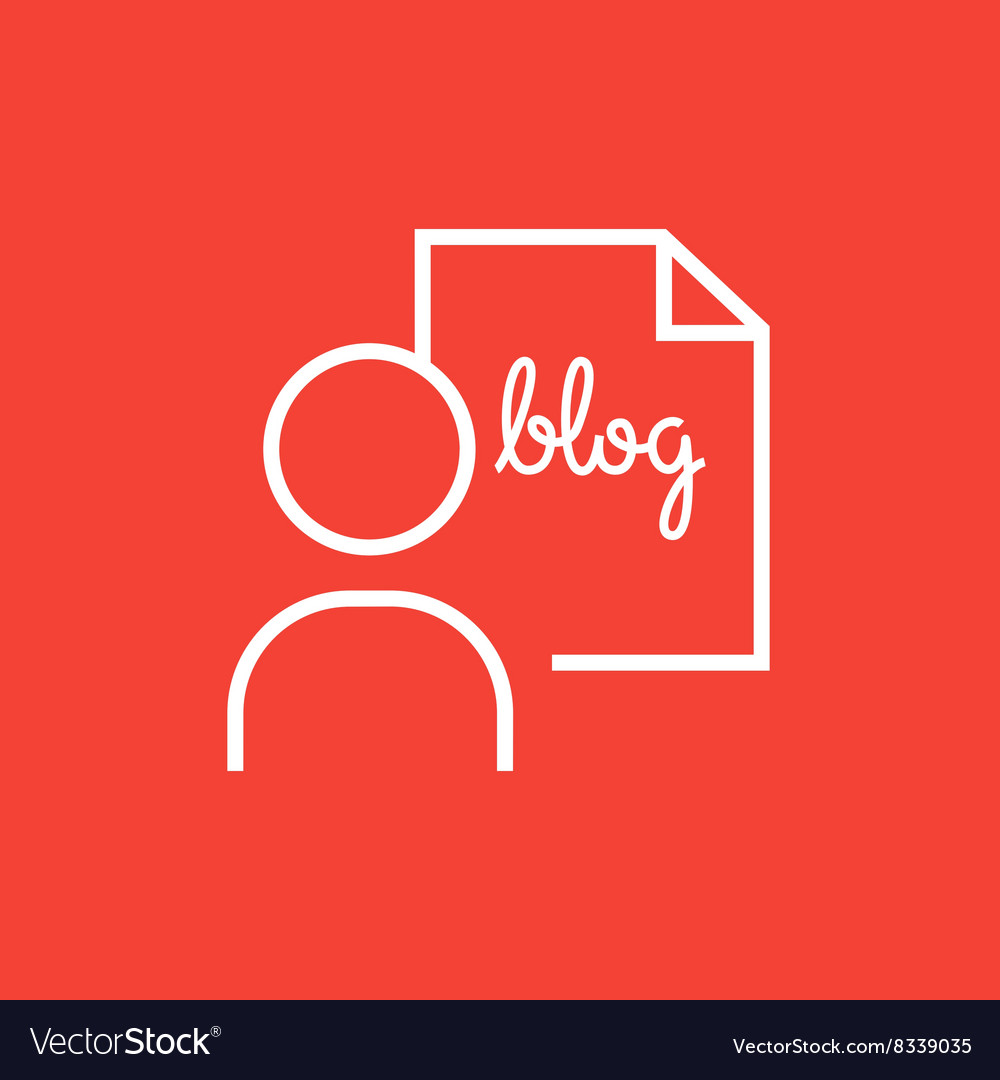 Man and sheet with word blog line icon