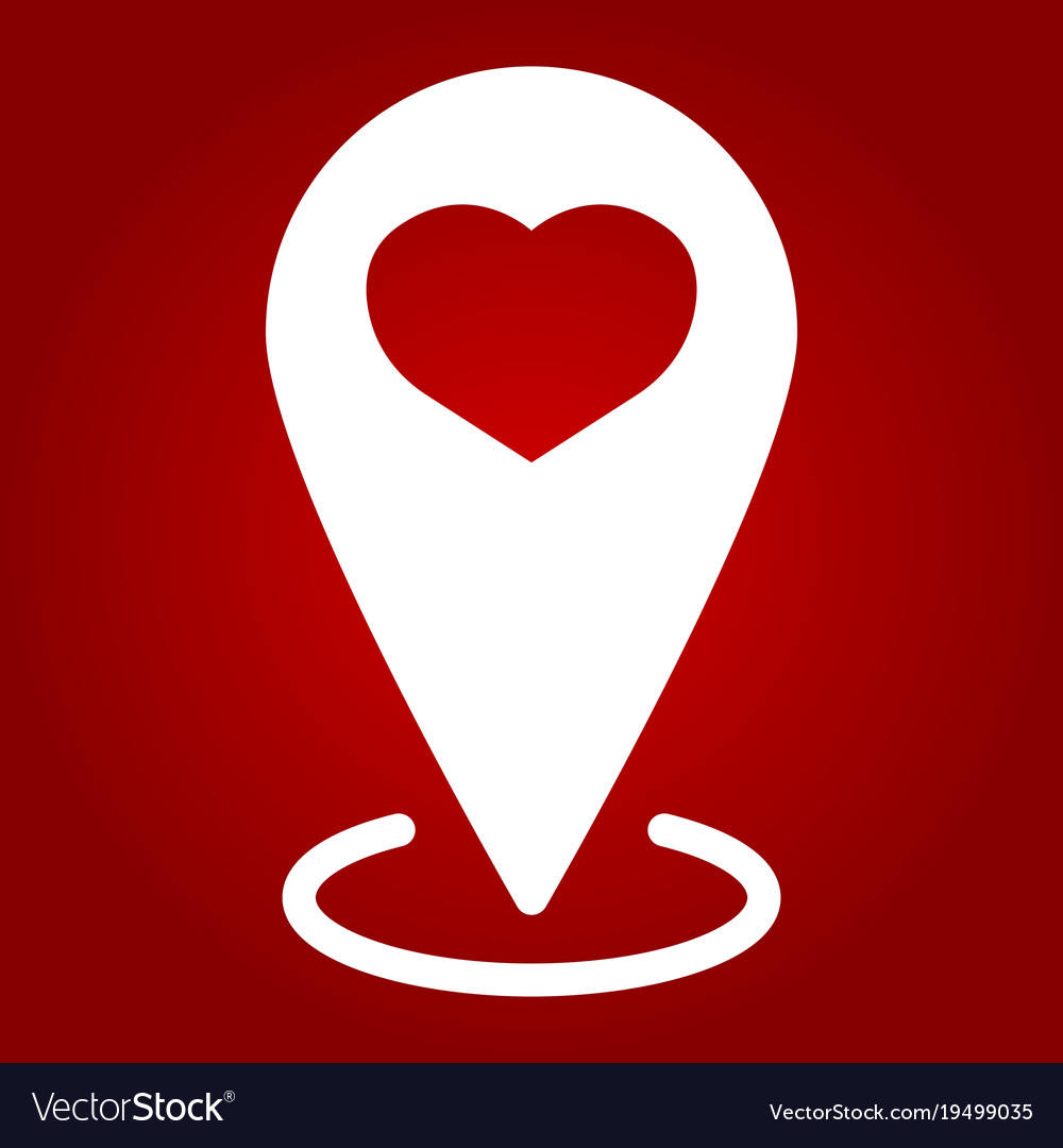 Map pointer with heart glyph icon valentines day