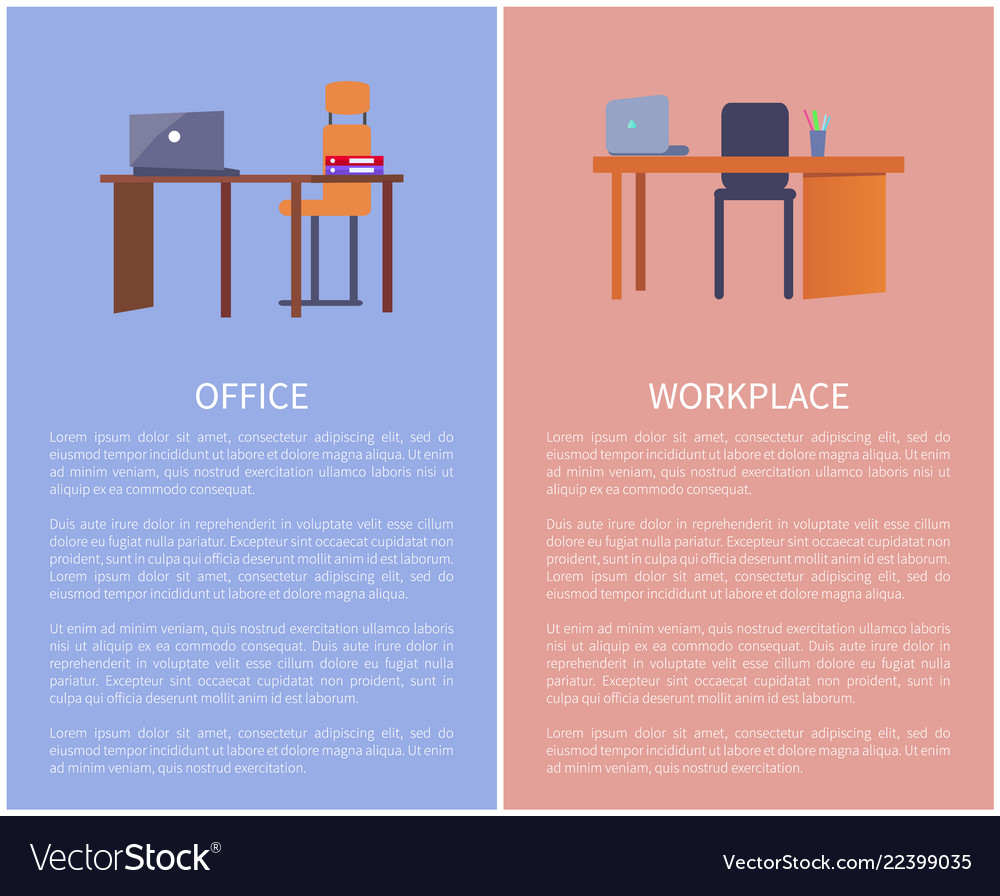 Office workplace design table computer and chair vector image Office workplace design table computer and chair