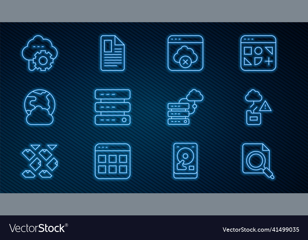 Set line search concept with folder cloud vector image Set line search concept with folder cloud