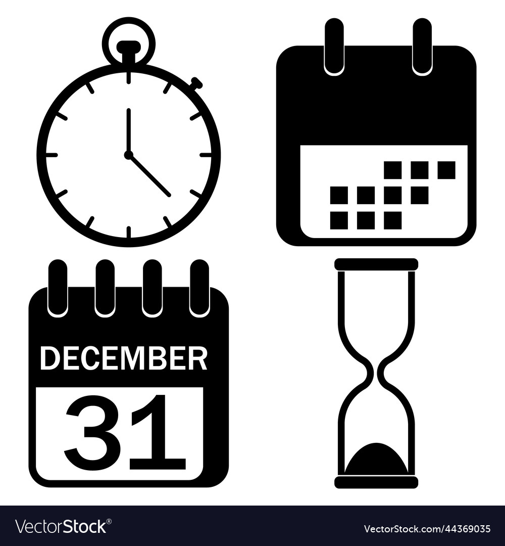 Set of calendar and clock icons Vector Image Set of calendar and clock icons