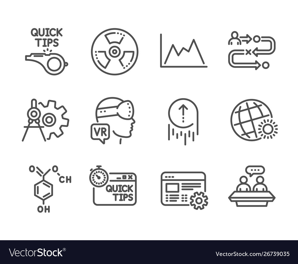 Set science icons such as journey path world vector image Set science icons such as journey path world