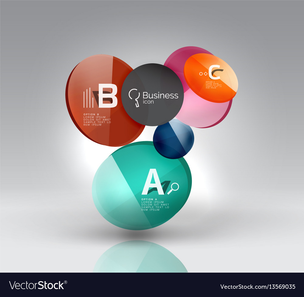 Shiny circles with text in 3d space