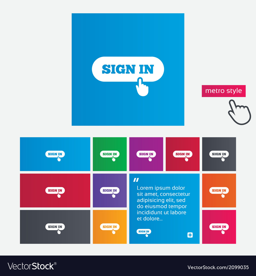 Sign in with hand pointer icon login symbol