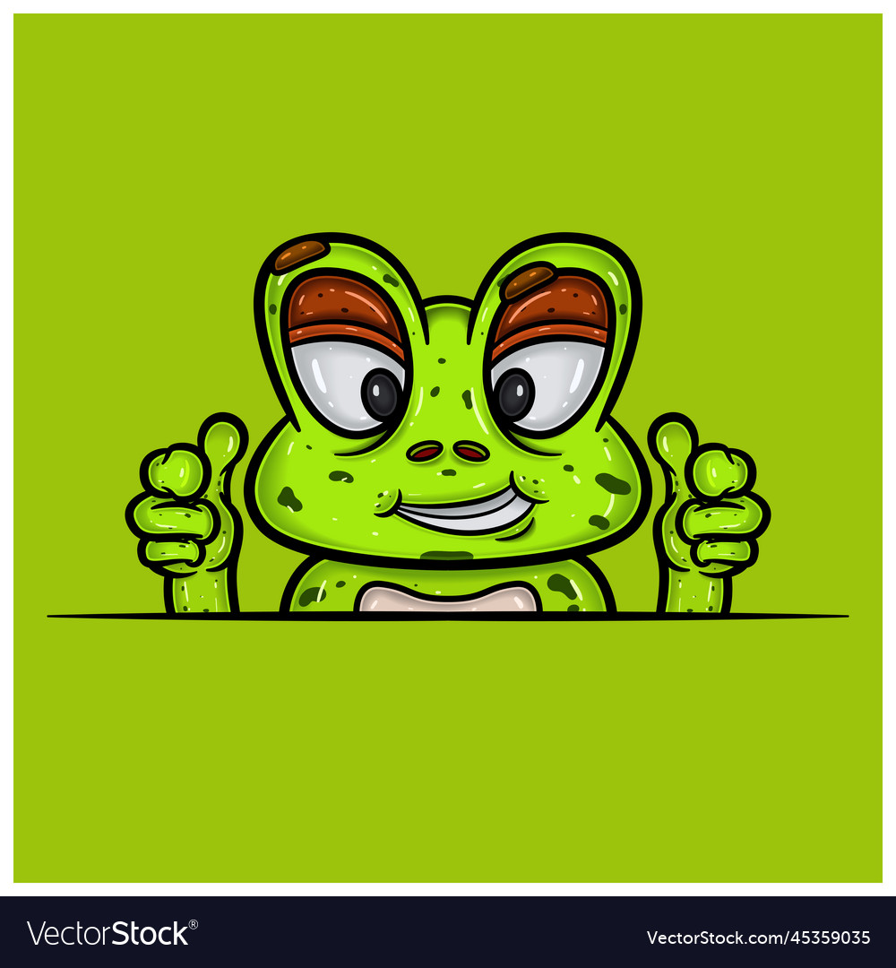 Smug face expression with frog cartoon Royalty Free Vector