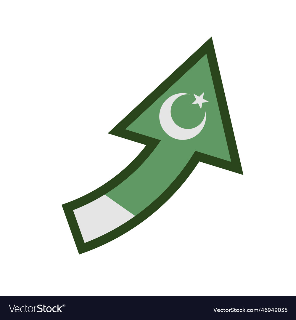 Upward arrow shape pakistani flag icon