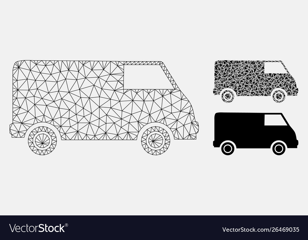 Van mesh wire frame model and triangle vector image Van mesh wire frame model and triangle