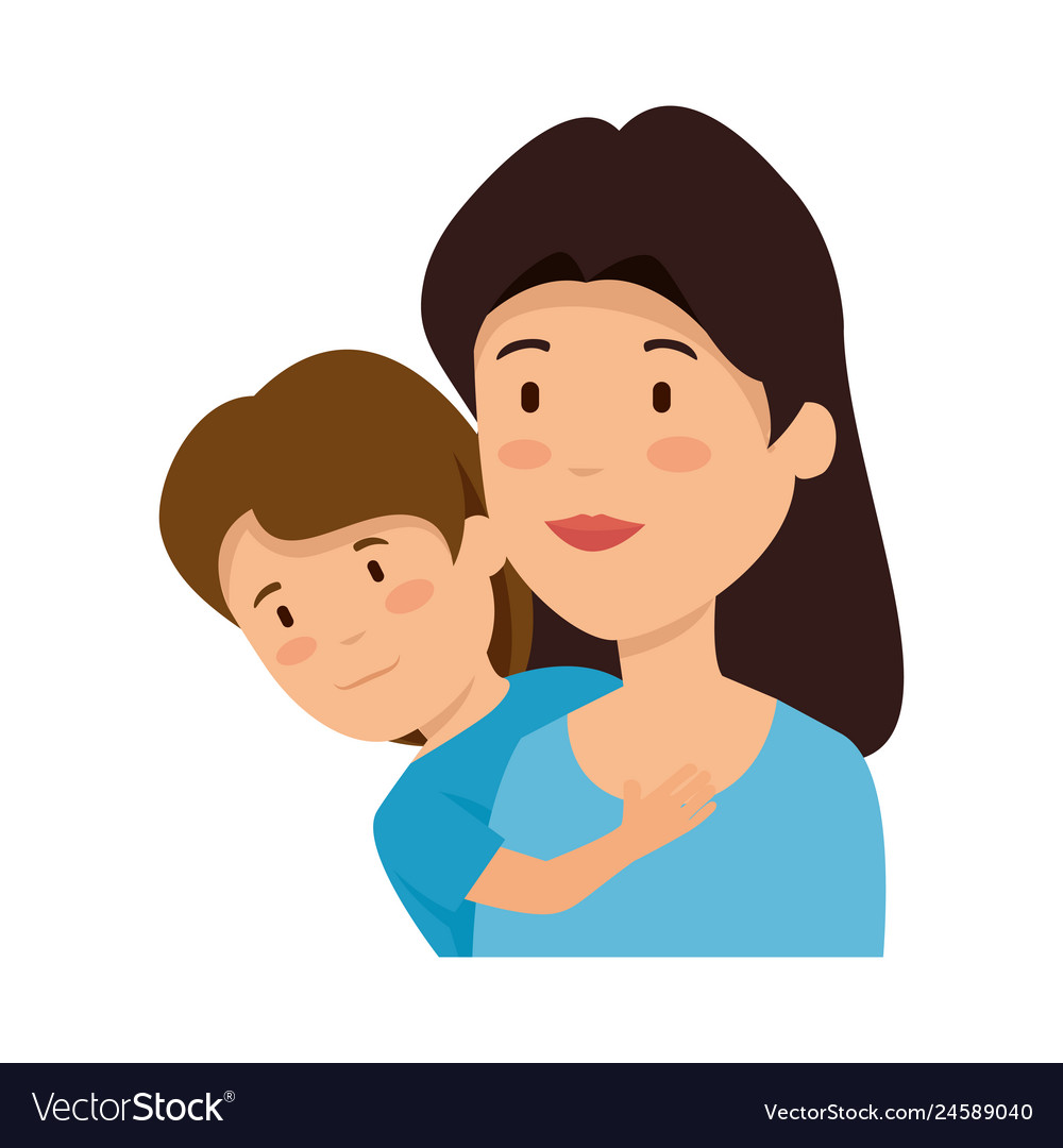 Beautiful mother lifting son Royalty Free Vector Image