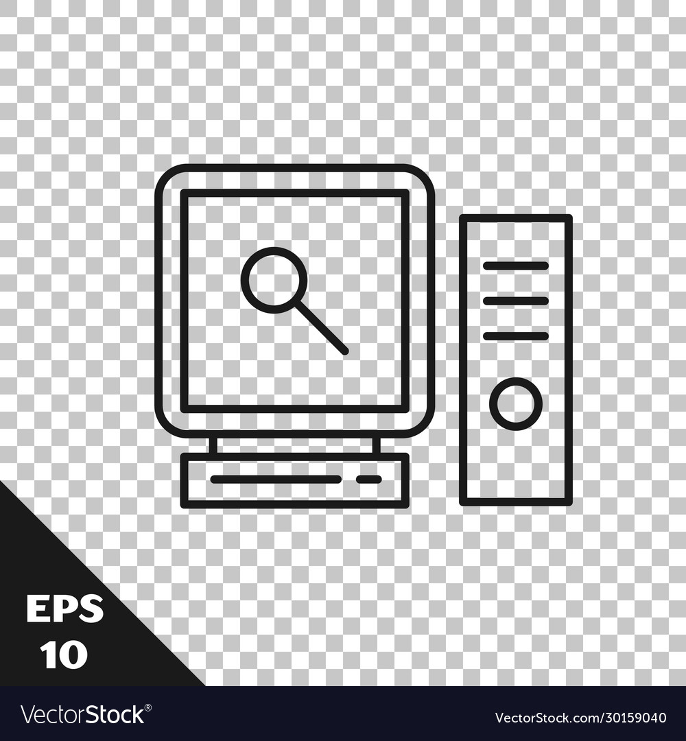 Black line search on computer screen icon isolated vector image Black line search on computer screen icon isolated
