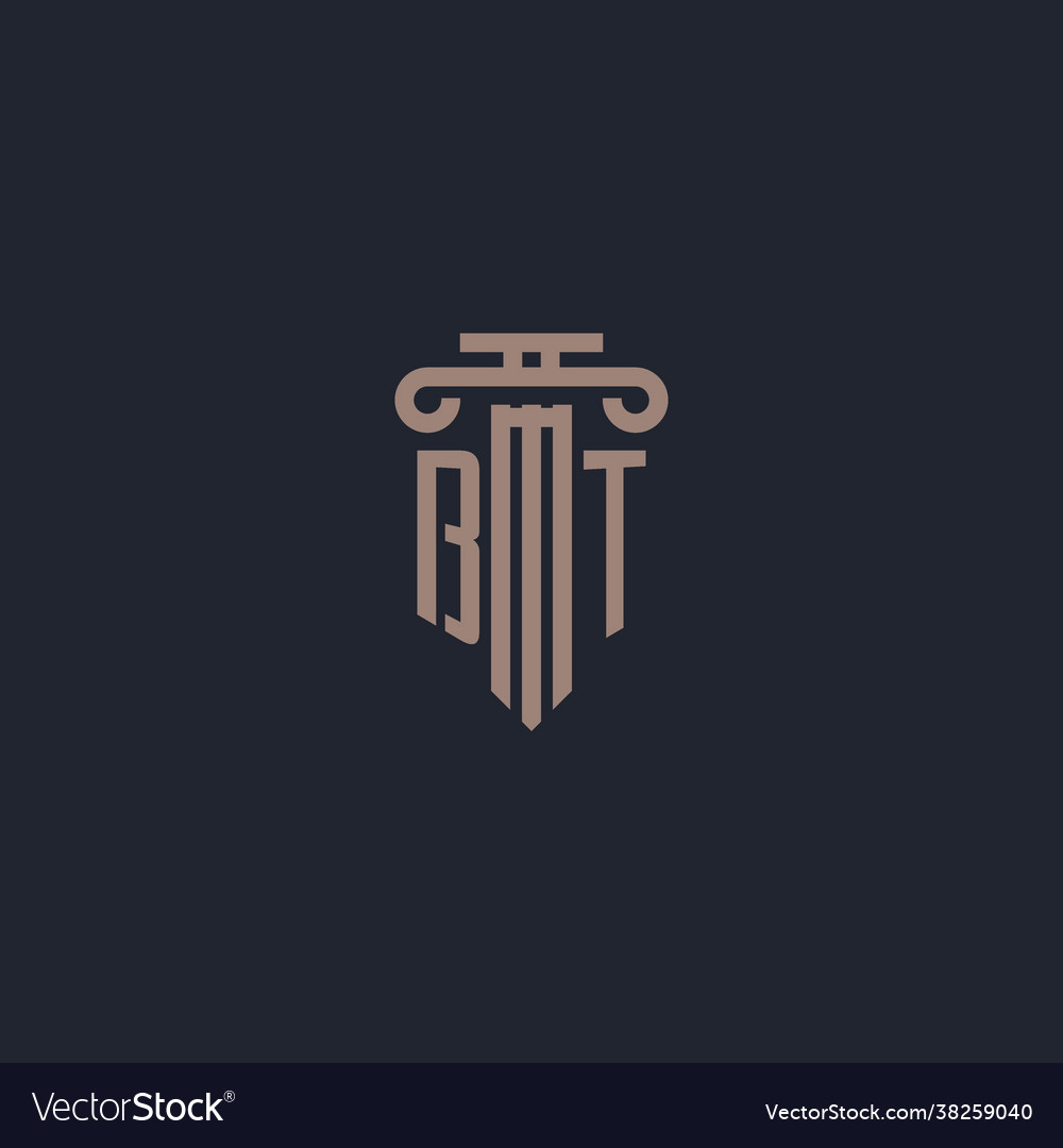 Bt initial logo monogram with pillar style design