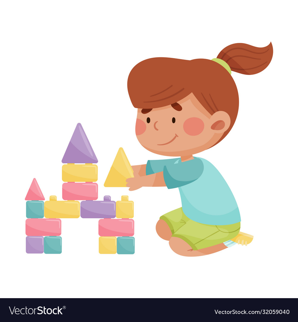 Cheerful girl sitting and playing Royalty Free Vector Image