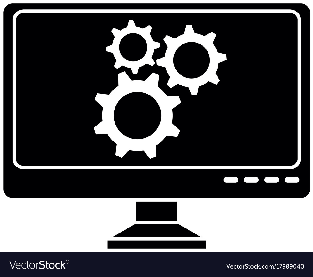 Computer display with gears machine
