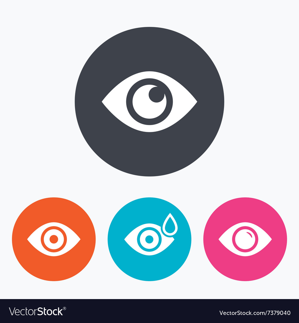 Eye signs eyeball with water drop symbols Vector Image