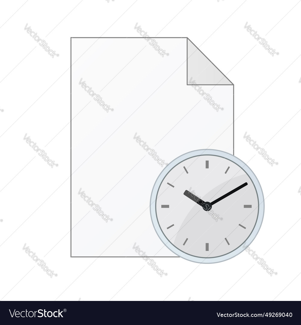 File computer document with watch icon isolated vector image File computer document with watch icon isolated
