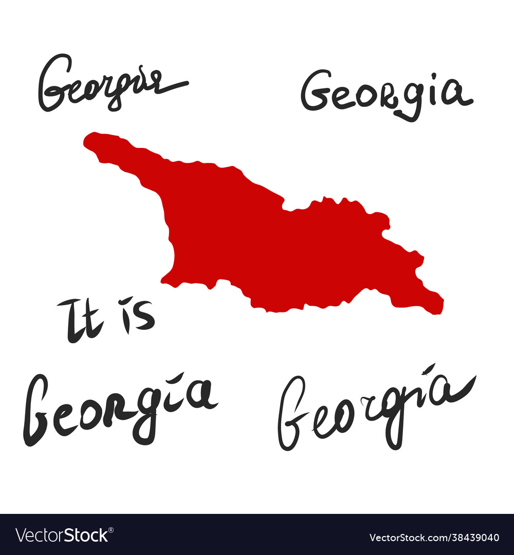 Georgia world map in red color on white background