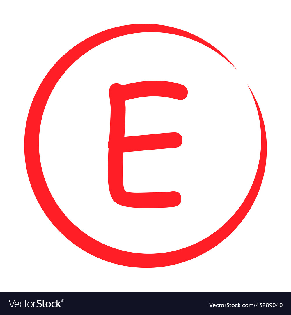 Grade result e hand drawn icon in red color test