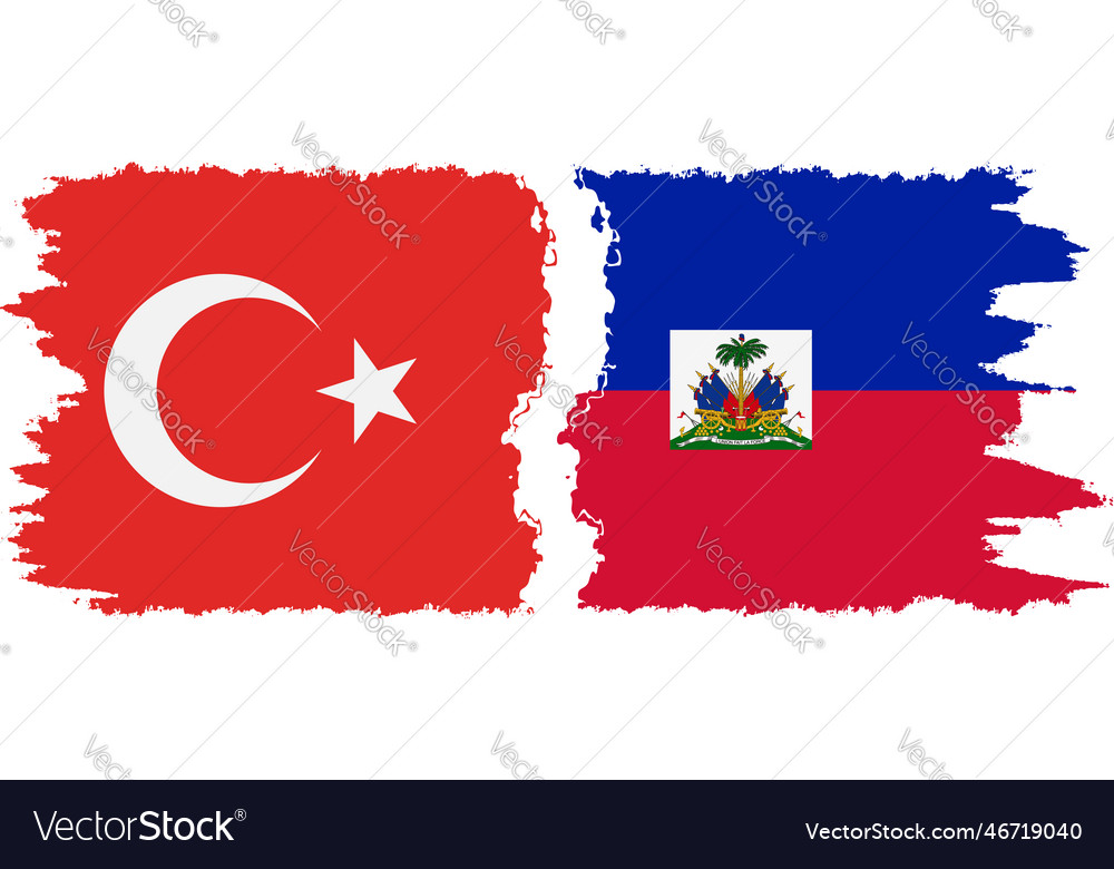 Haiti and turkey grunge flags connection Vector Image