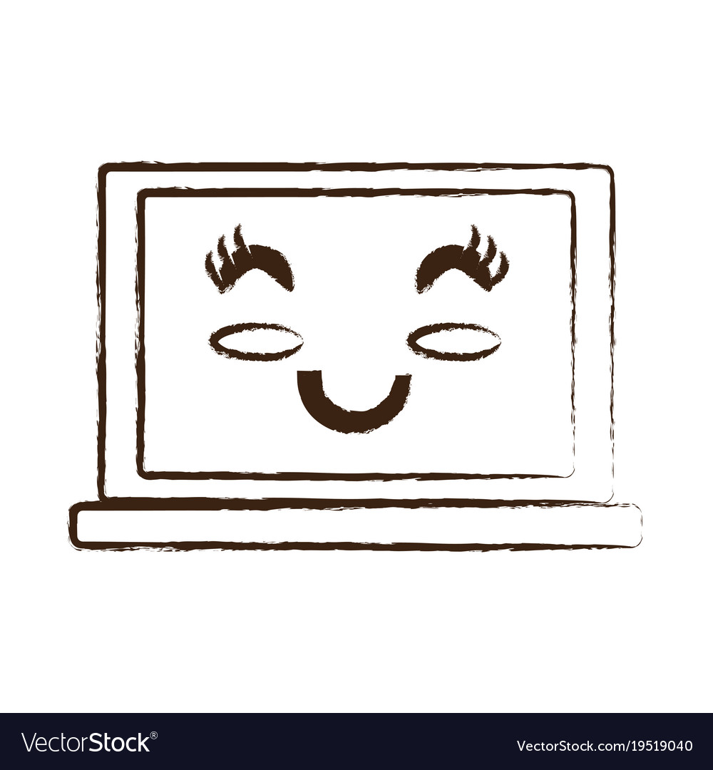 Kawaii laptop computer icon