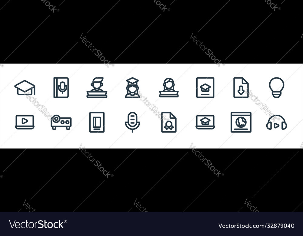 Online learning line icons linear set quality