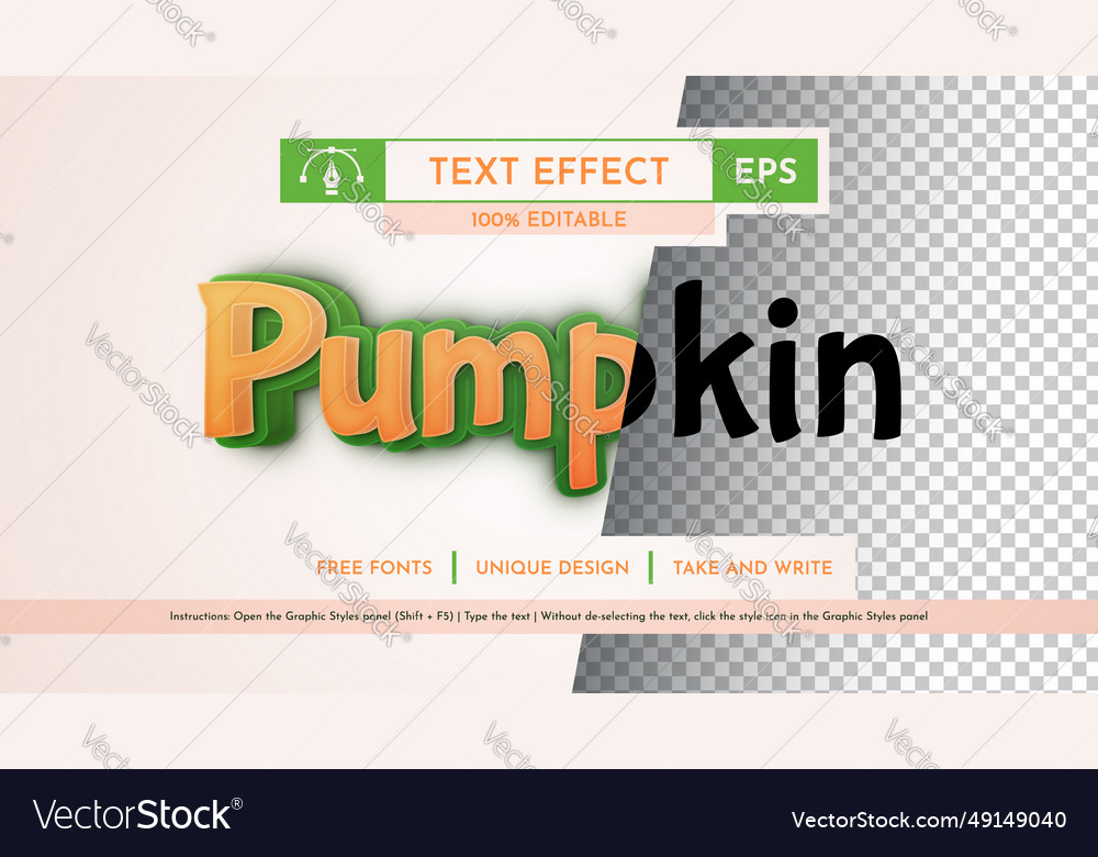 Pumpkin - editable text effect font style vector image Pumpkin - editable text effect font style