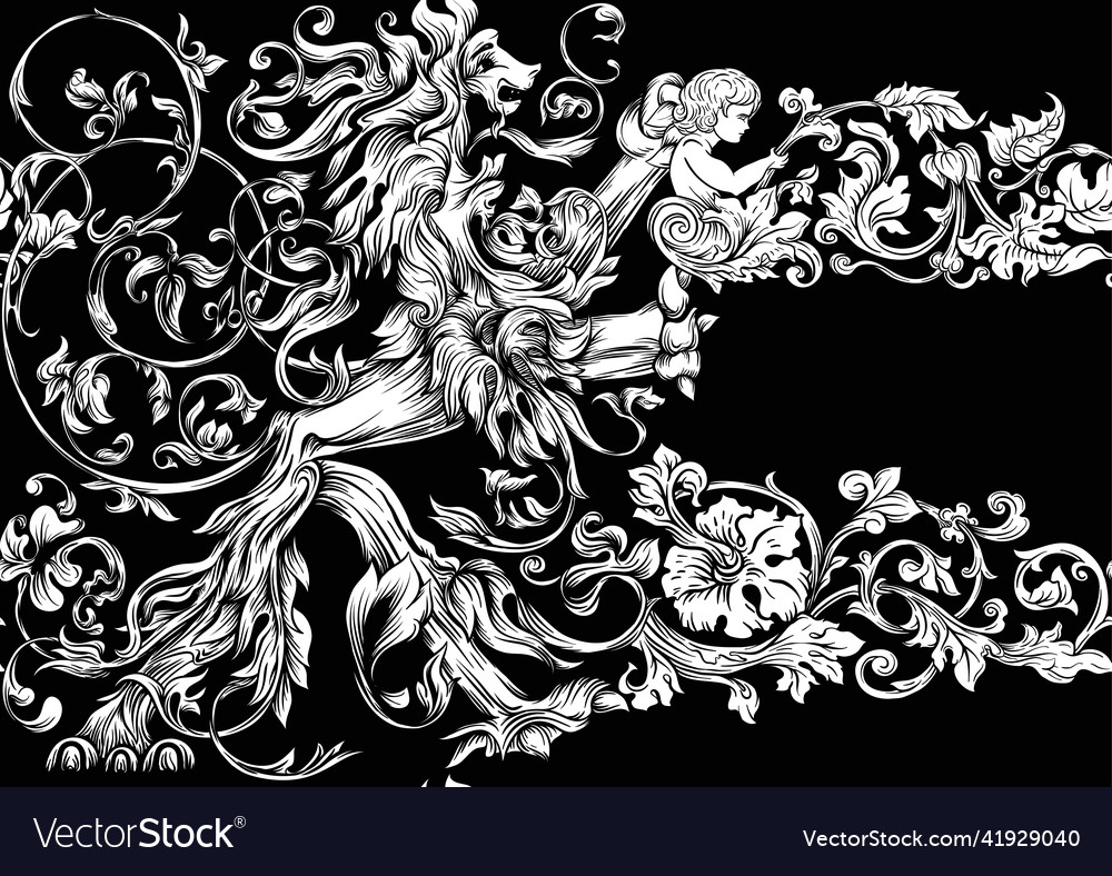 Seamless pattern background in baroque rococo vector image Seamless pattern background in baroque rococo