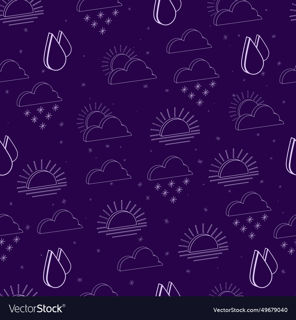 Seamless pattern of isolated contour 3d weather vector image Seamless pattern of isolated contour 3d weather