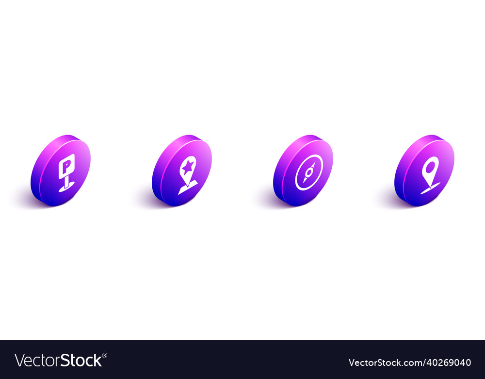 Set isometric parking map pointer with star vector image Set isometric parking map pointer with star