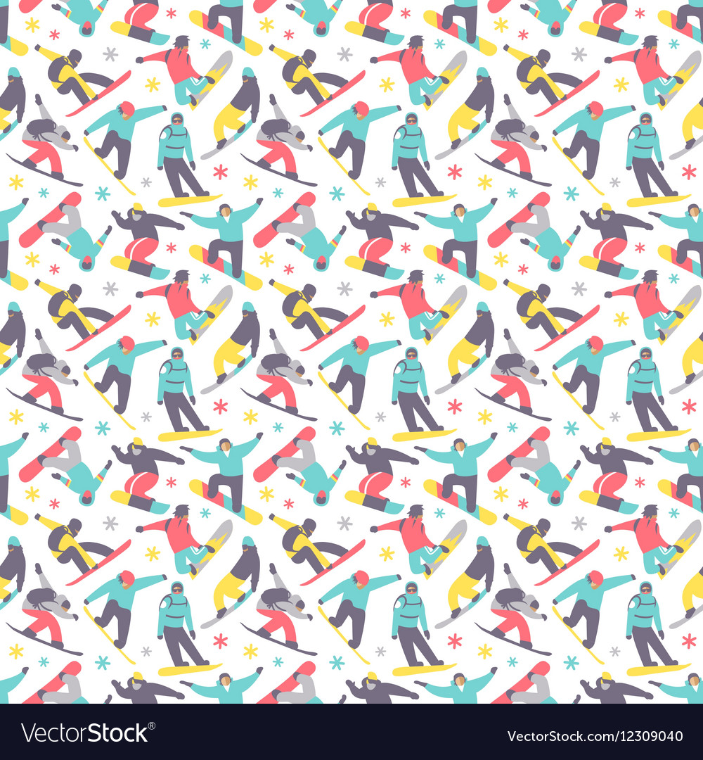 Snowboard seamless pattern