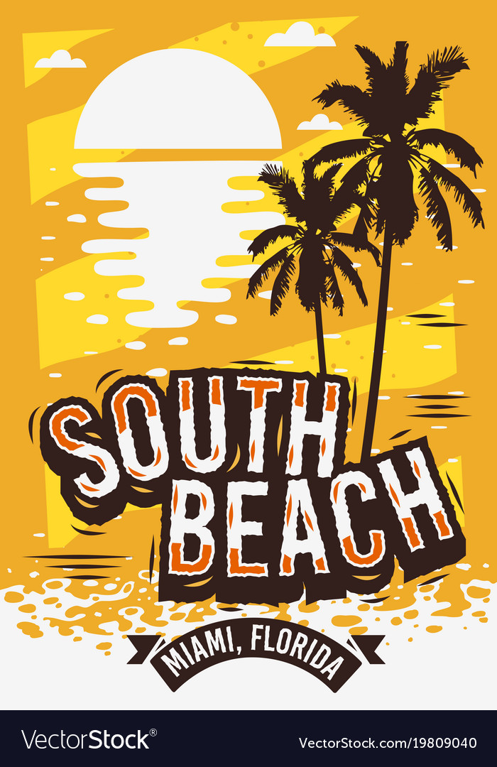 Summer time miami beach florida design Royalty Free Vector