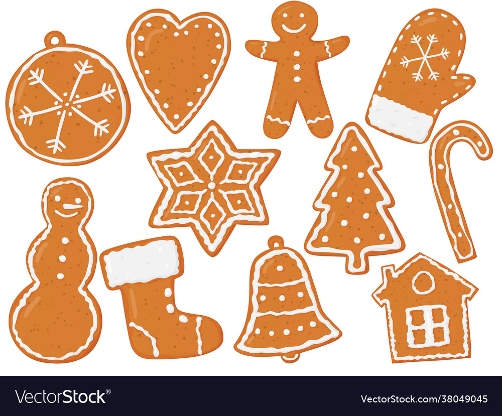 A set gingerbread figures christmas cookies vector image A set gingerbread figures christmas cookies
