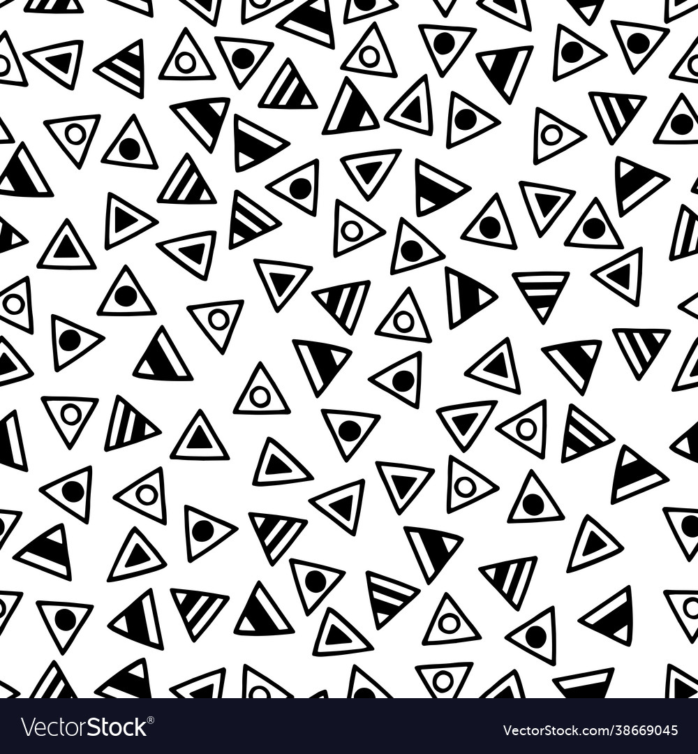 Abstract seamless pattern with doodle triangles vector image Abstract seamless pattern with doodle triangles